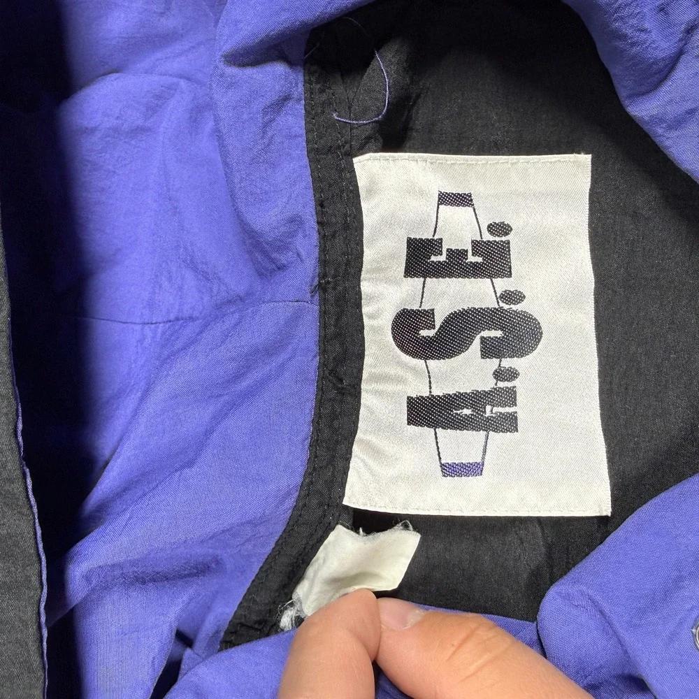 A.S.E. Anorak Men XL Black Purple Vintage 1992 Worldwide Graphic Hooded Windbrea